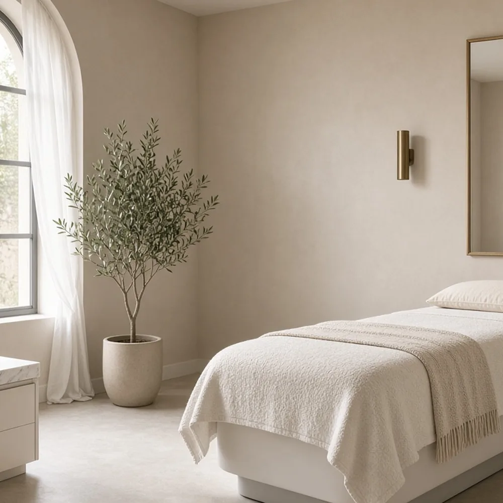 La cabina con il lettino e la luce soffusa